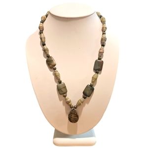 One of a kind River Jasper with Green Onyx Necklace.